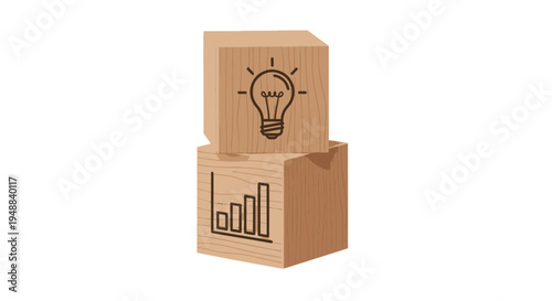 Brown cardboard business idea blocks stacked.