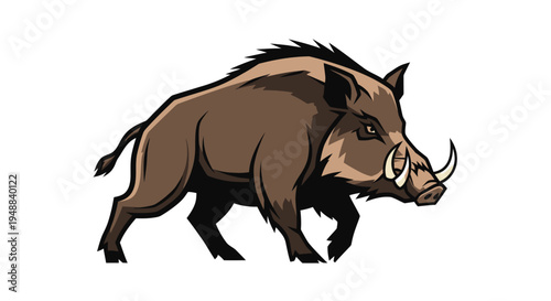 Brown Wild Boar Walking Profile.