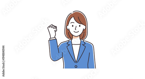 Smiling Businesswoman in Blue Blazer Gesturing.