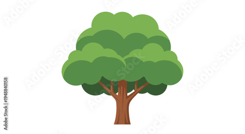 Green Tree With Brown Trunk.