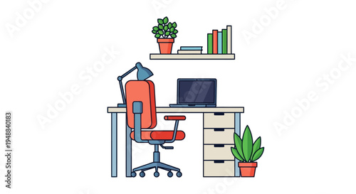 Office Chair with Desk and Laptop.