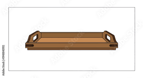 Brown wooden tray with handles.
