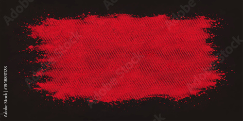 Abstract a textured swatch of vibrant red hue, elegantly painted across a stark black canvas, a striking fusion of color and texture.
