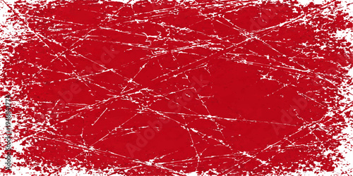 Abstract a striking, blood-red background framed by a textured, grungy border of white, creating a powerful contrast and a visually intense impact.