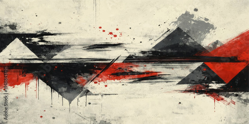 Geometric Abstract with Triangular Shapes and Splatters of Color, evoke a sense of modern, artistic design, blending textures and forms to create a visual experience.