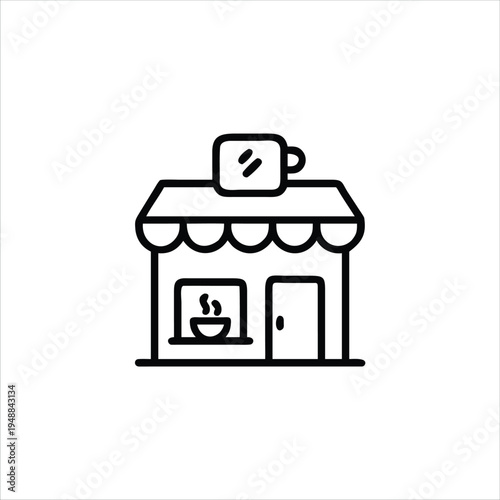 A simple line drawing of a coffee shop
