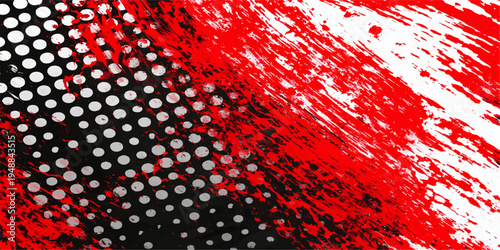 Abstract striking red brushstrokes and bold graphic patterns creating a visually captivating composition. conveying raw energy, expressive artistic elements.