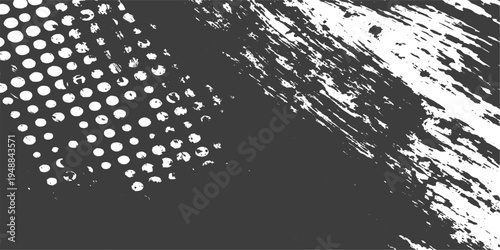 Abstract textured art, featuring striking patterns of dots and brushstrokes. Expressive composition, rendered in high contrast grayscale, highlighting abstract art.