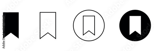 Four bookmark save icons in black and white ideal for web and app interface design