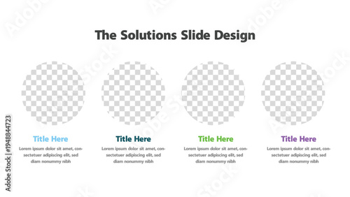 Presentation slide with four blank circular image placeholders for solutions