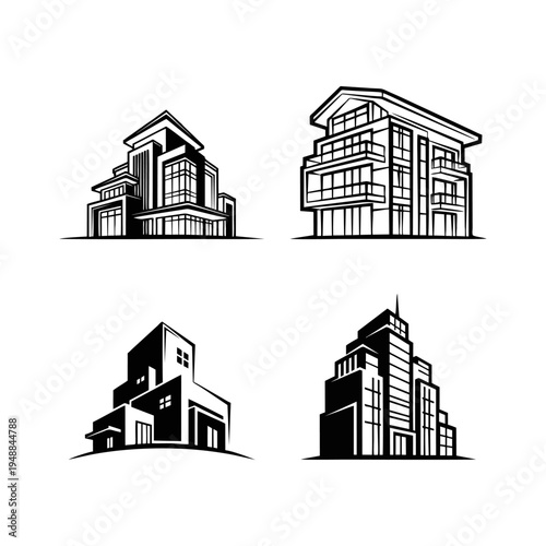 Real estate building logo set
