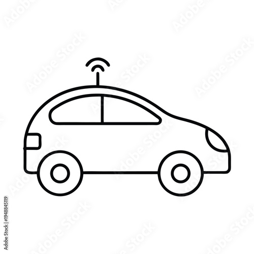 Autonomous Self Driving Car Line Vector Icon