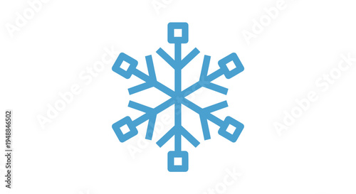 Blue Snowflake Icon on White Background - Winter Symbol