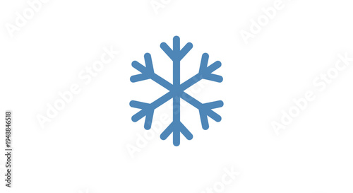 Blue Snowflake Icon on White Background, Winter Symbol, Cold Weather Concept