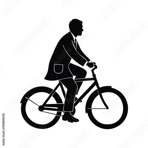 Businessman silhouette riding bicycle cycling commuter man silhouette