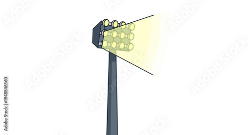 Bright stadium floodlight illuminating a dark area with a beam of light