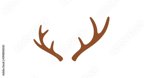 Brown Antlers Icon on White Background - Minimalist Nature Symbol