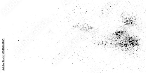 Black stained scratched dusty grunge micro dust isolated on transparent background, ink splat background or sketch art or distressed vintage grunge texture made by various scratches.	