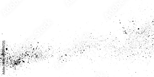 Black stained scratched dusty grunge micro dust isolated on transparent background, ink splat background or sketch art or distressed vintage grunge texture made by various scratches.	