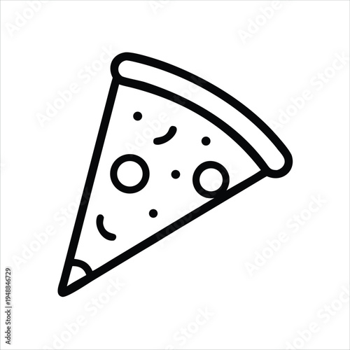 A black line drawing of a slice of pizza