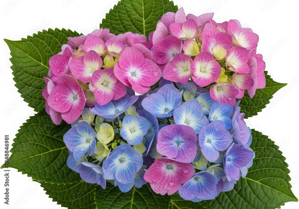 Fototapeta premium Beautiful hydrangea flowers in pink and blue