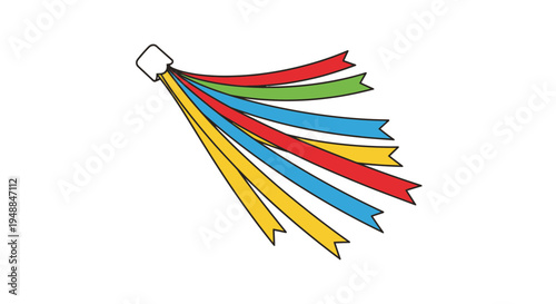 Colorful Ribbons Streamers Flying Against White Background