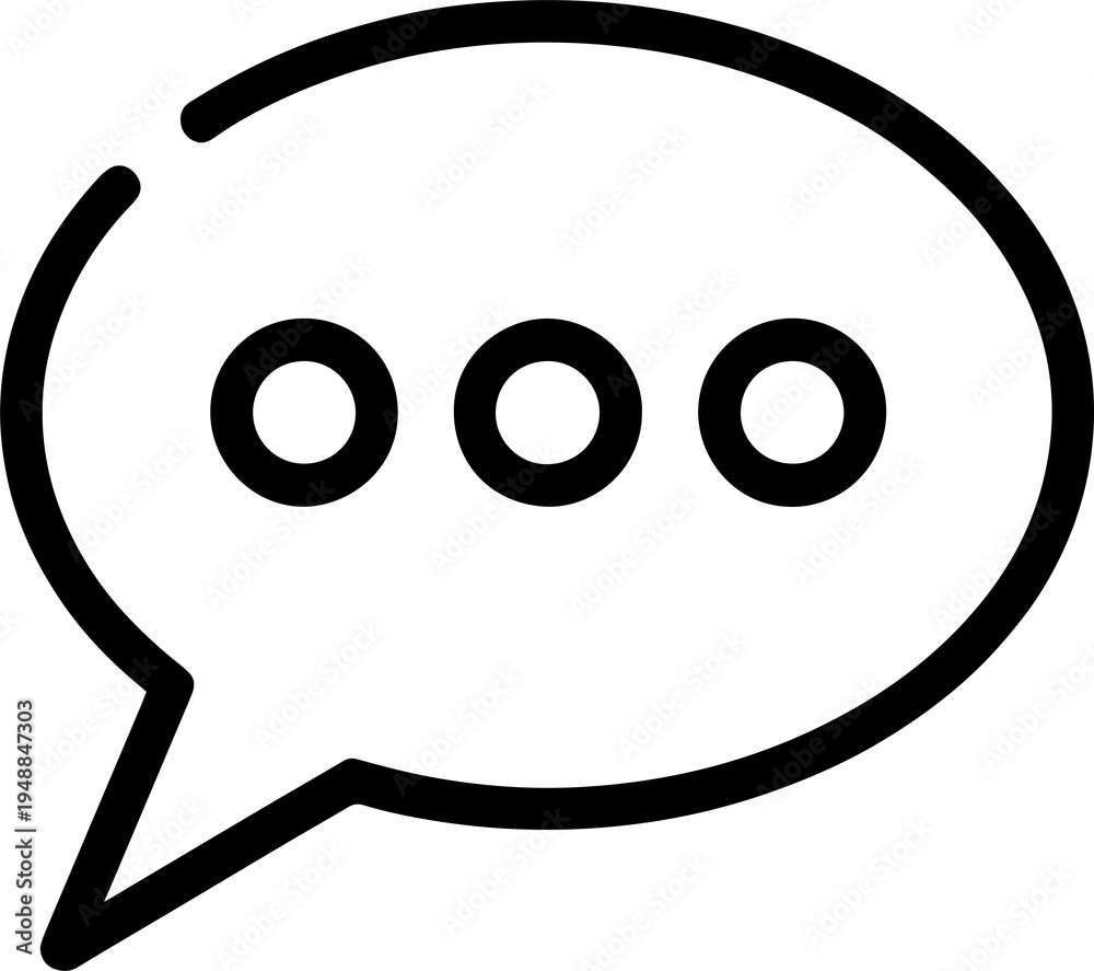 Obraz premium Curved Speech Bubble Outline Icon for Chat and Messaging