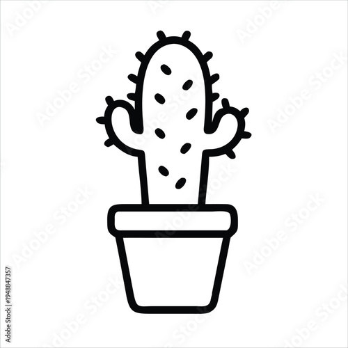 A black and white drawing of a cactus plant