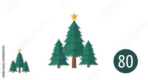 Festive Christmas Trees with Star Icon