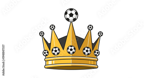Golden Crown with Soccer Balls, Football Championship Symbol