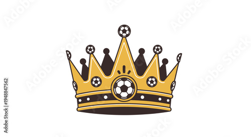 Golden Crown with Soccer Balls - King of Football Symbol