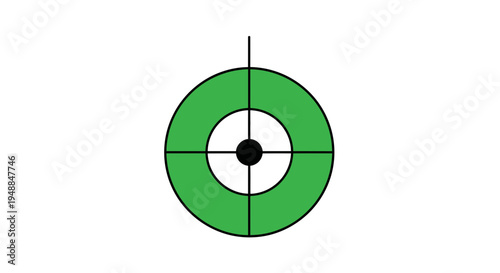 Green target symbol with black center and crosshairs, isolated on white background