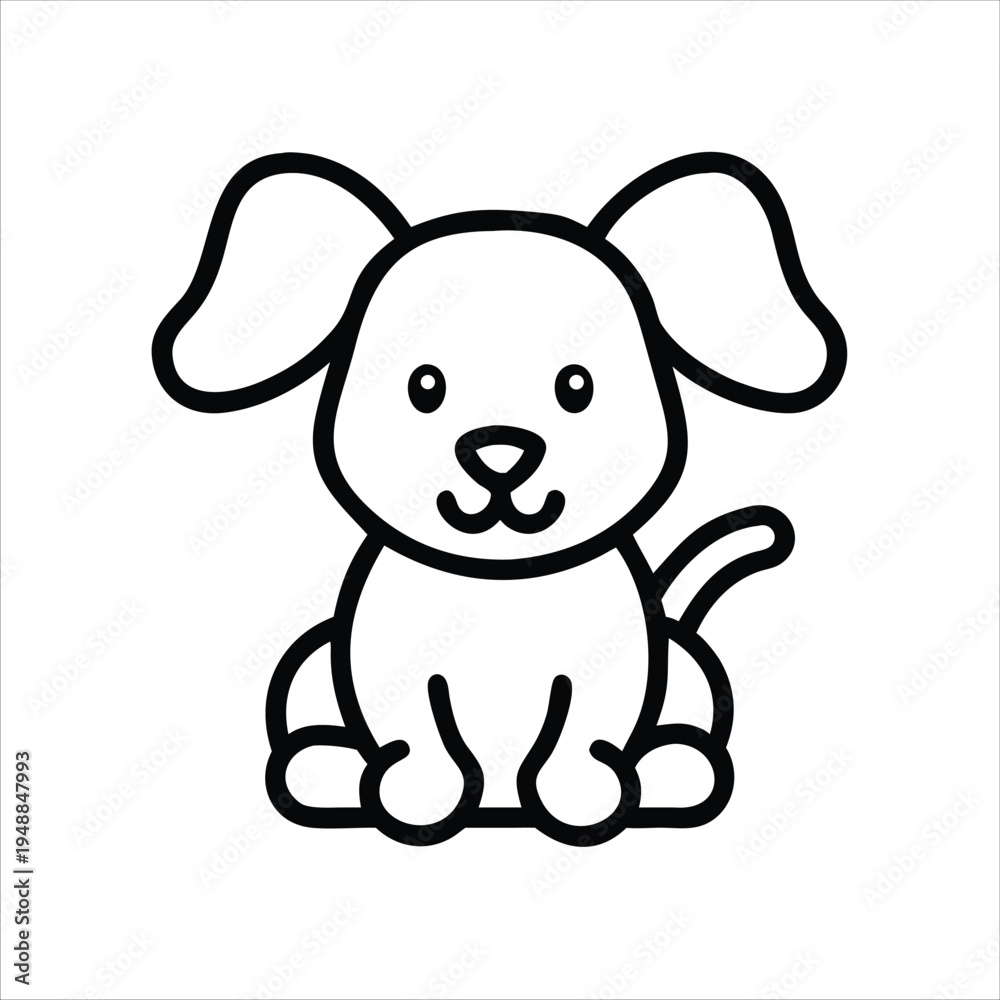 Fototapeta premium A cute dog is sitting and looking at the viewer
