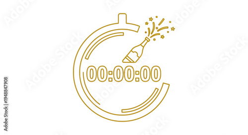 New Year Countdown Timer with Champagne Bottle Popping