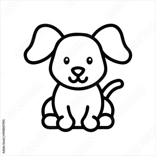 A cute dog is sitting and looking at the viewer