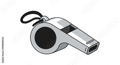 Silver Metal Referee Whistle with Lanyard