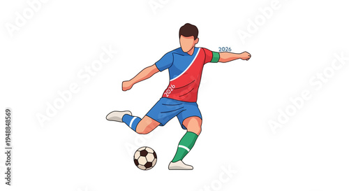 Soccer Player Kicking Ball Illustration - Dynamic Action Shot