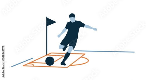 Soccer Player Kicking Ball in Corner Kick