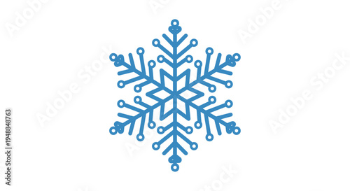 Stylized Blue Snowflake Icon on White Background, Winter Symbol