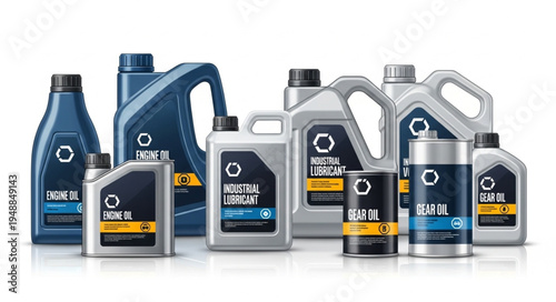 Assortment of Motor Oil Bottles and Cans for Automotive Use.