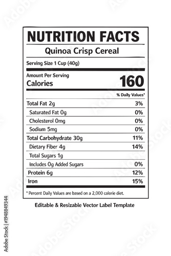 nutrition  facts  label  quinoa  cereal