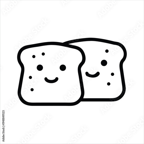 Two slices of bread with smiley faces