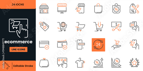 eCommerce and Shopping Editable Line Icons Set