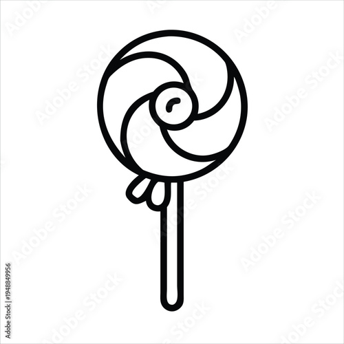 A black and white drawing of a lollipop