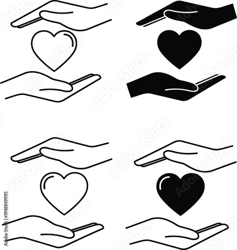 Hands offering and receiving hearts a symbol of love and support
