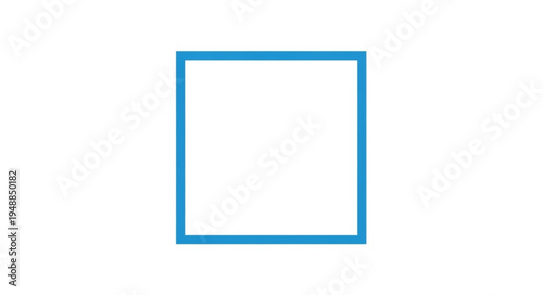 Blue Square Outline on White Background Simple Geometric Shape.