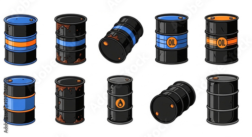Collection of Oil Barrels in Various Styles and Designs.