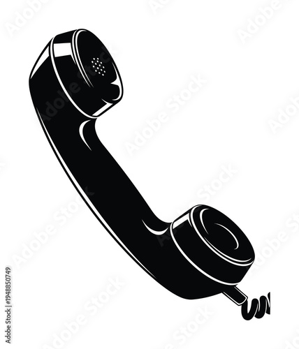 Vector of an old telephone handset with a long cord