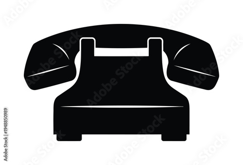 Vector of a retro telephone with a curved handle and a sturdy base