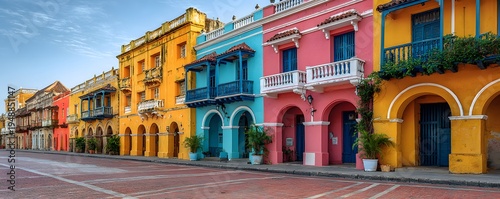 Cartagena colonial city colorful buildings sharp architecture